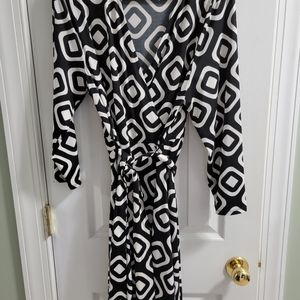 INC Jersey knit faux wrap dress, XL geometric print
